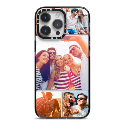 Tile Photo Collage Upload iPhone 14 Pro Max Black Impact Case on Silver phone