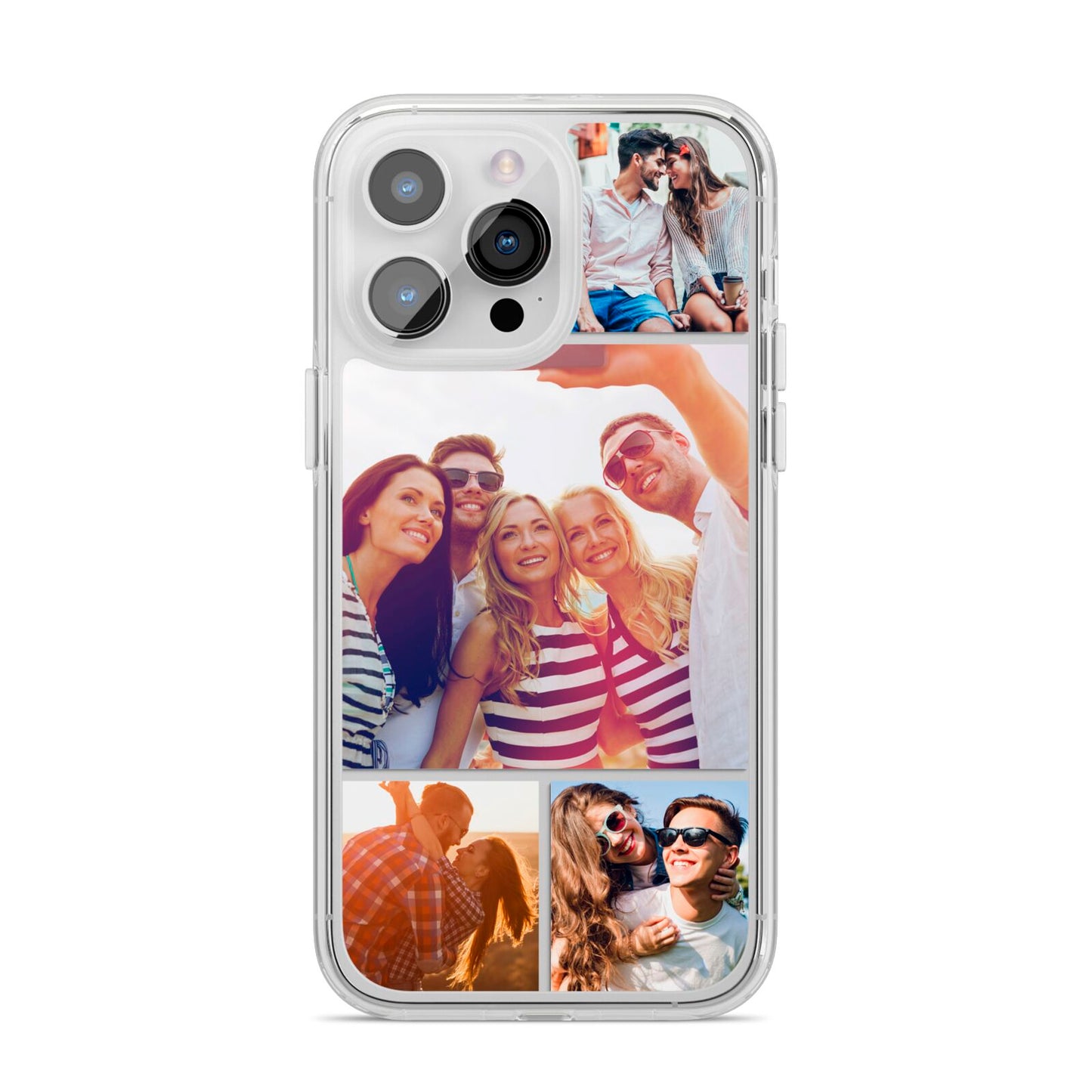 Tile Photo Collage Upload iPhone 14 Pro Max Clear Tough Case Silver