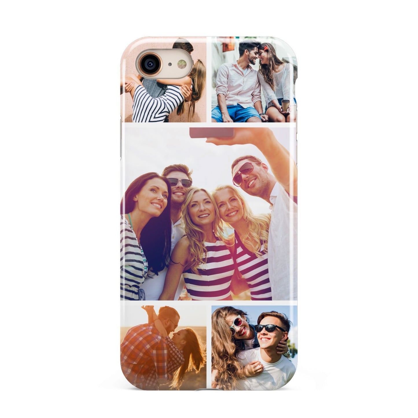 Tile Photo Collage Upload iPhone 8 3D Tough Case on Gold Phone
