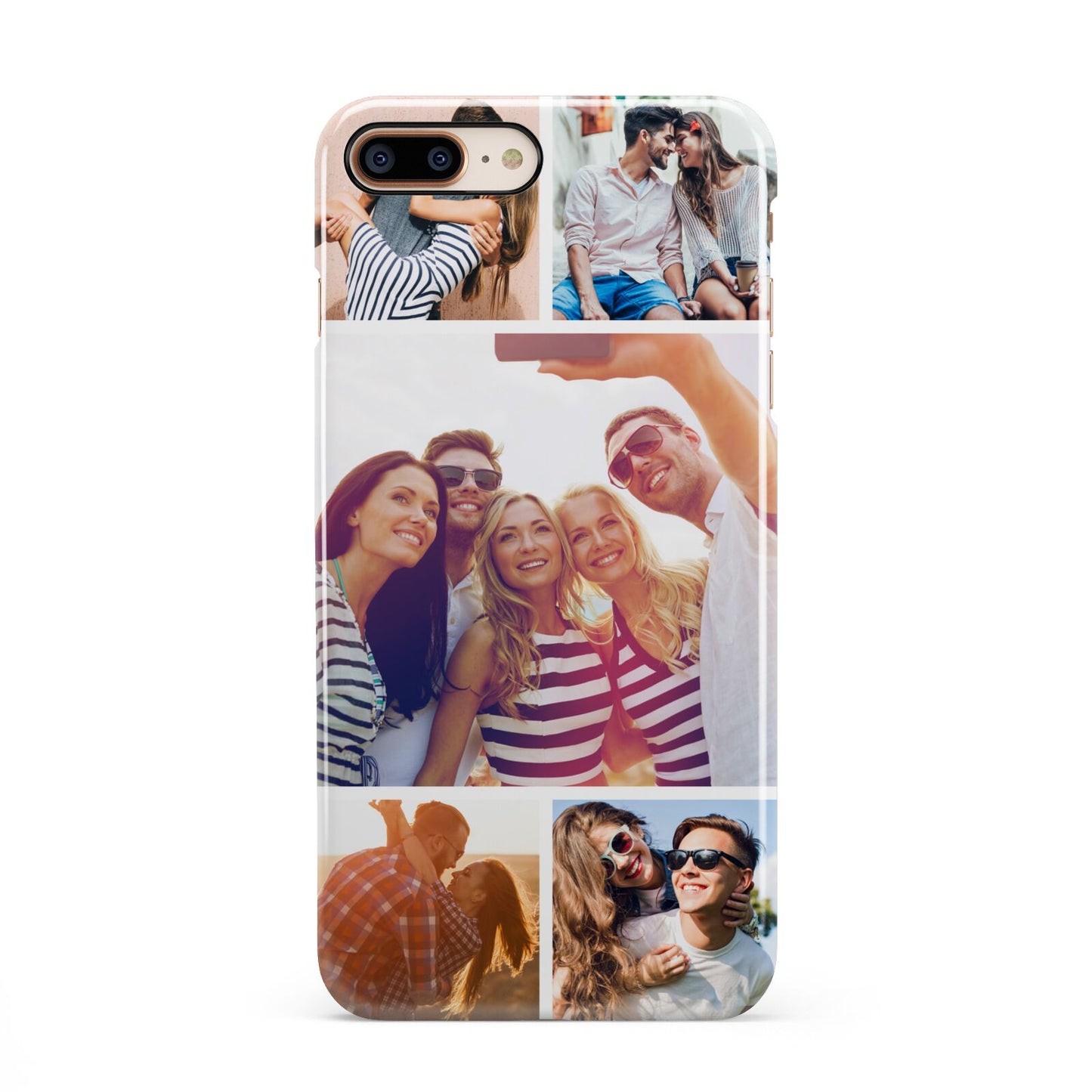 Tile Photo Collage Upload iPhone 8 Plus 3D Snap Case on Gold Phone
