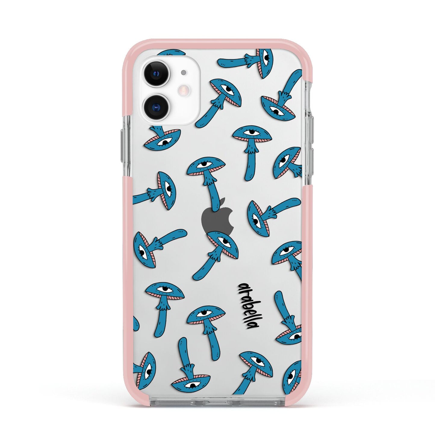 Toadstool Halloween Personalised Apple iPhone 11 in White with Pink Impact Case