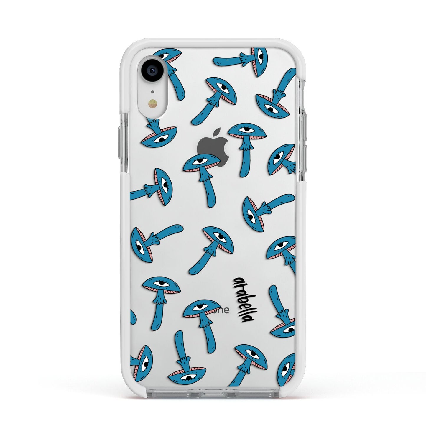 Toadstool Halloween Personalised Apple iPhone XR Impact Case White Edge on Silver Phone