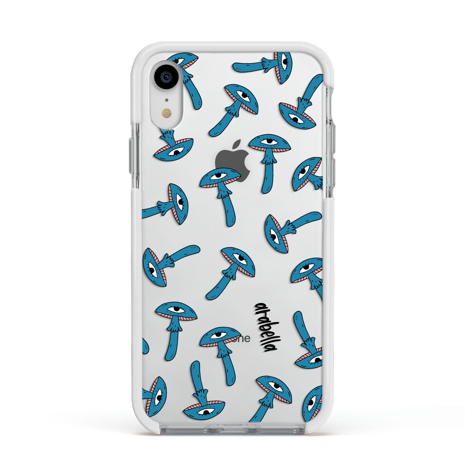 Toadstool Halloween Personalised Apple iPhone XR Impact Case White Edge on Silver Phone