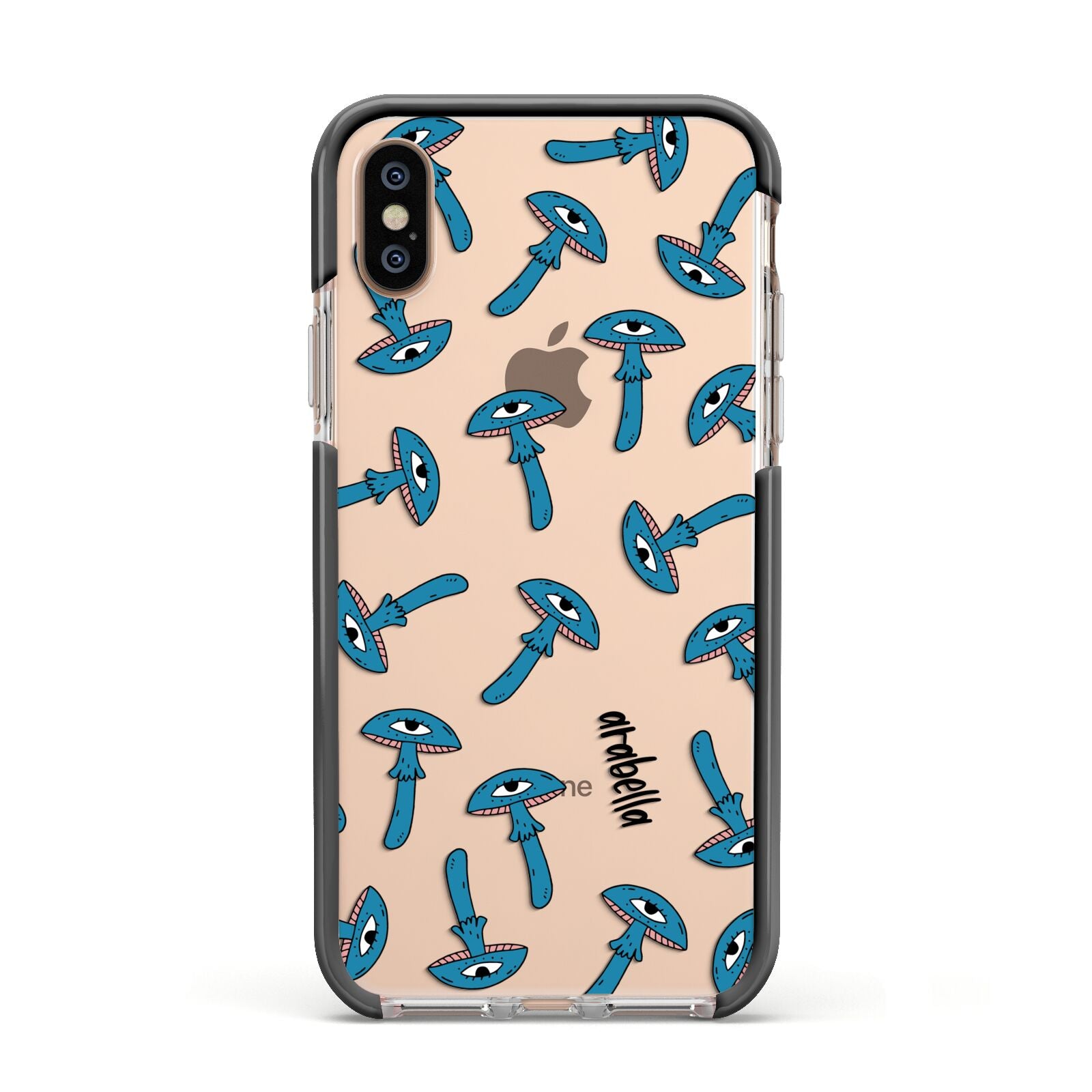 Toadstool Halloween Personalised Apple iPhone Xs Impact Case Black Edge on Gold Phone