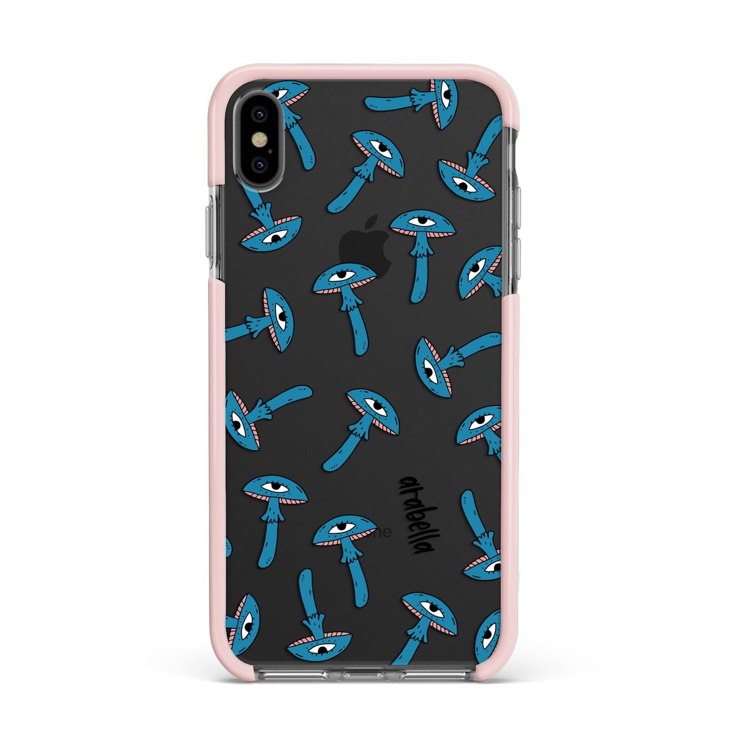 Toadstool Halloween Personalised Apple iPhone Xs Max Impact Case Pink Edge on Black Phone