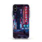 Tokyo Neon City Apple iPhone Xs Impact Case White Edge on Silver Phone