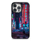 Tokyo Neon City iPhone 14 Pro Max Black Impact Case on Silver phone