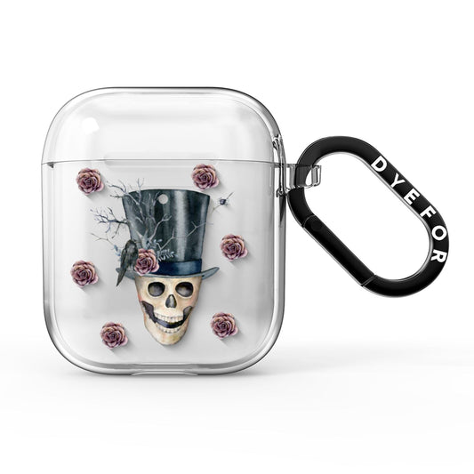 Top Hat Skull AirPods Clear Case