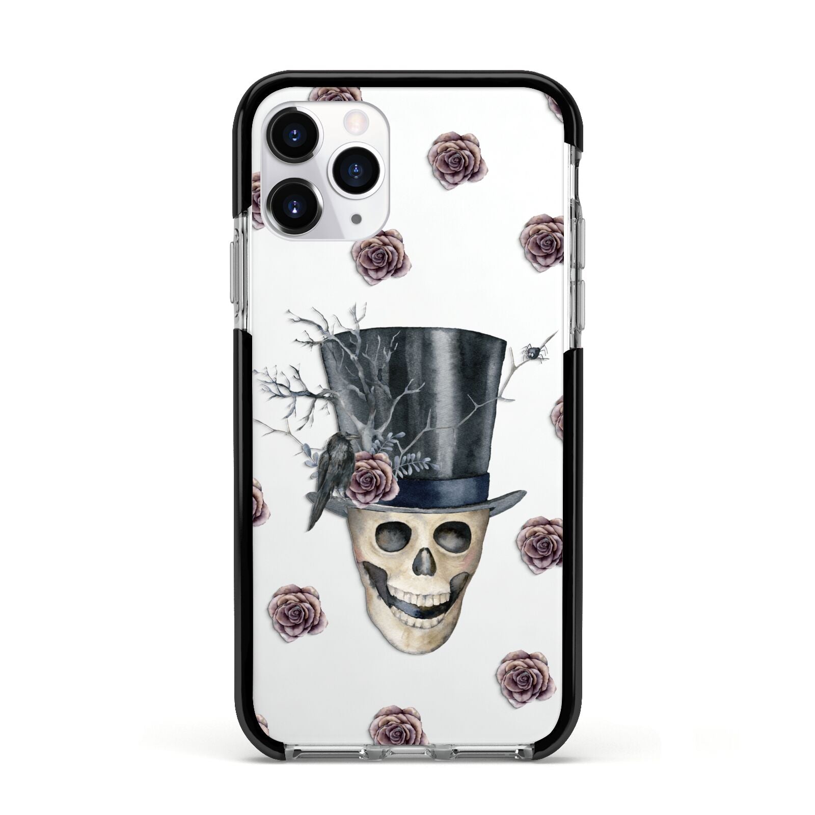Top Hat Skull Apple iPhone 11 Pro in Silver with Black Impact Case