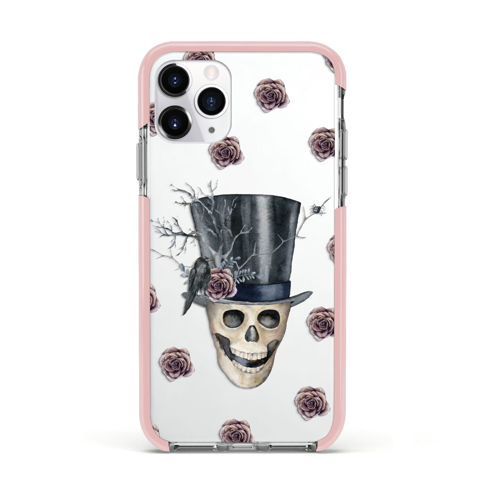 Top Hat Skull Apple iPhone 11 Pro in Silver with Pink Impact Case