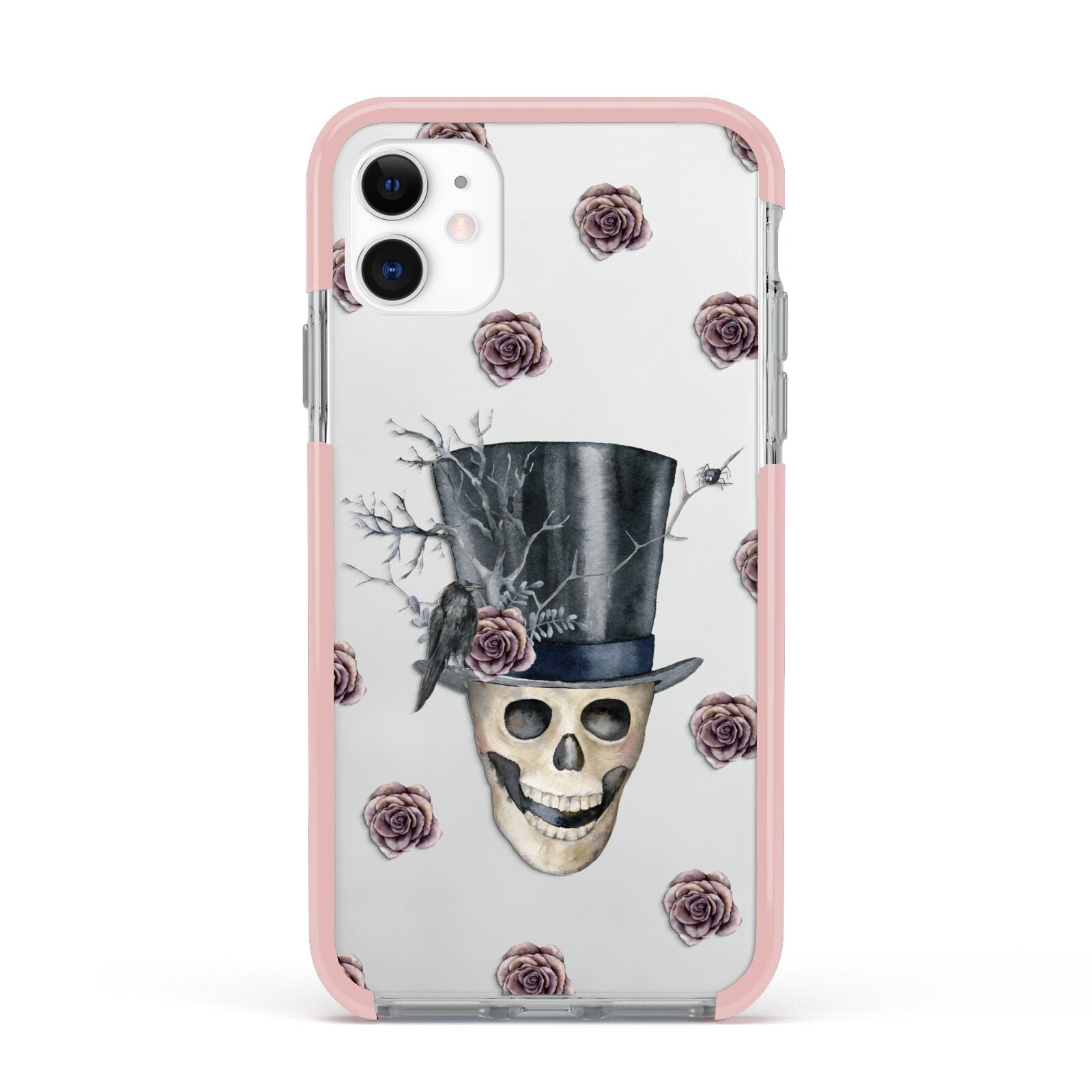 Top Hat Skull Apple iPhone 11 in White with Pink Impact Case