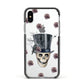 Top Hat Skull Apple iPhone Xs Impact Case Black Edge on Silver Phone