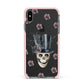 Top Hat Skull Apple iPhone Xs Max Impact Case Pink Edge on Black Phone