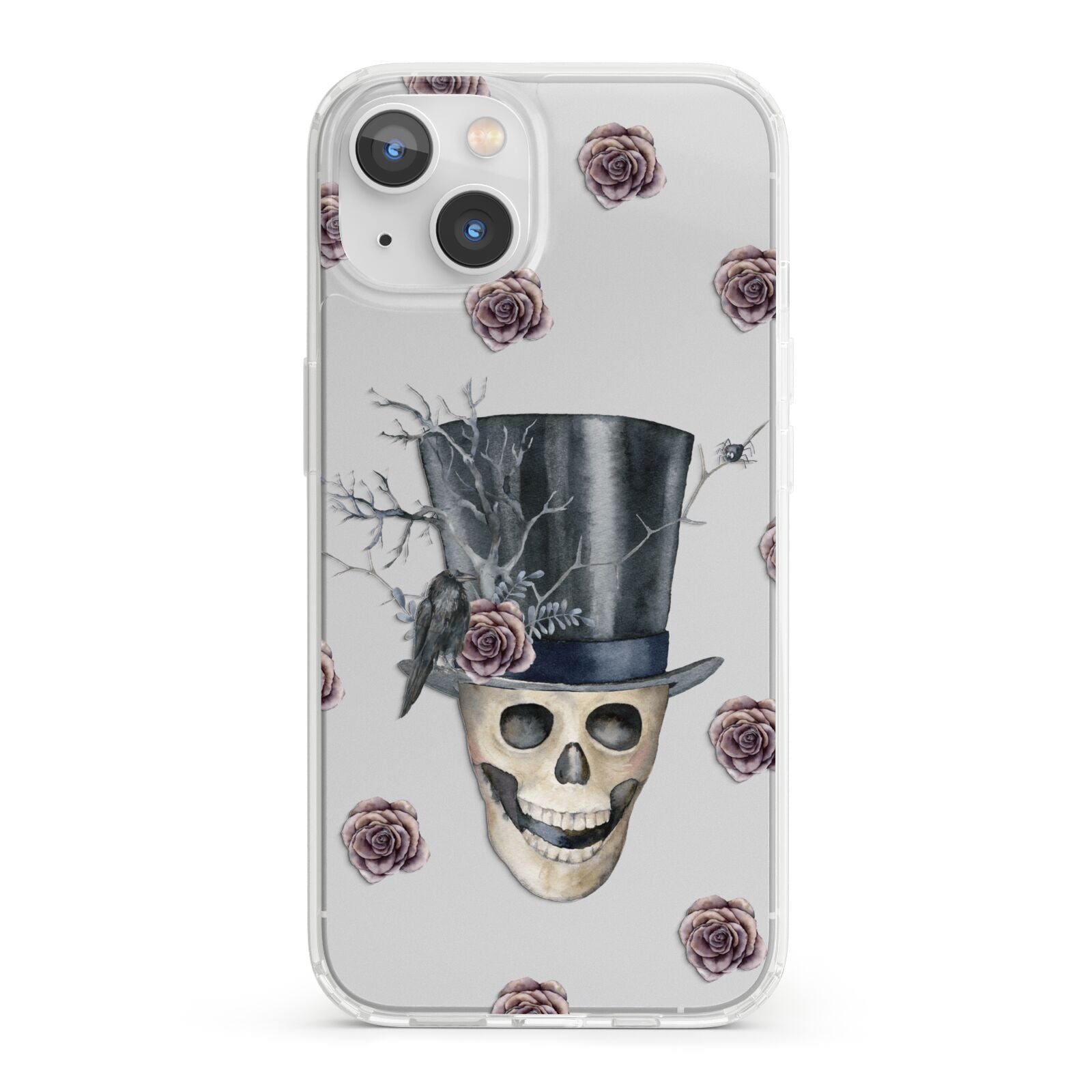 Top Hat Skull iPhone 13 Clear Bumper Case