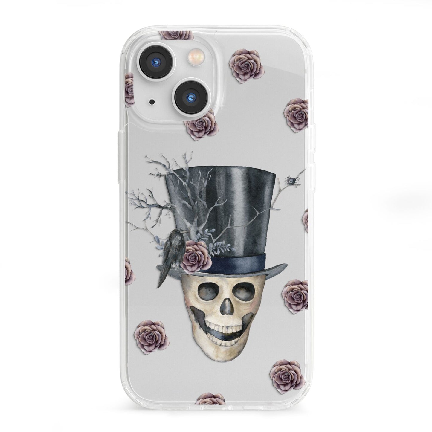 Top Hat Skull iPhone 13 Mini Clear Bumper Case