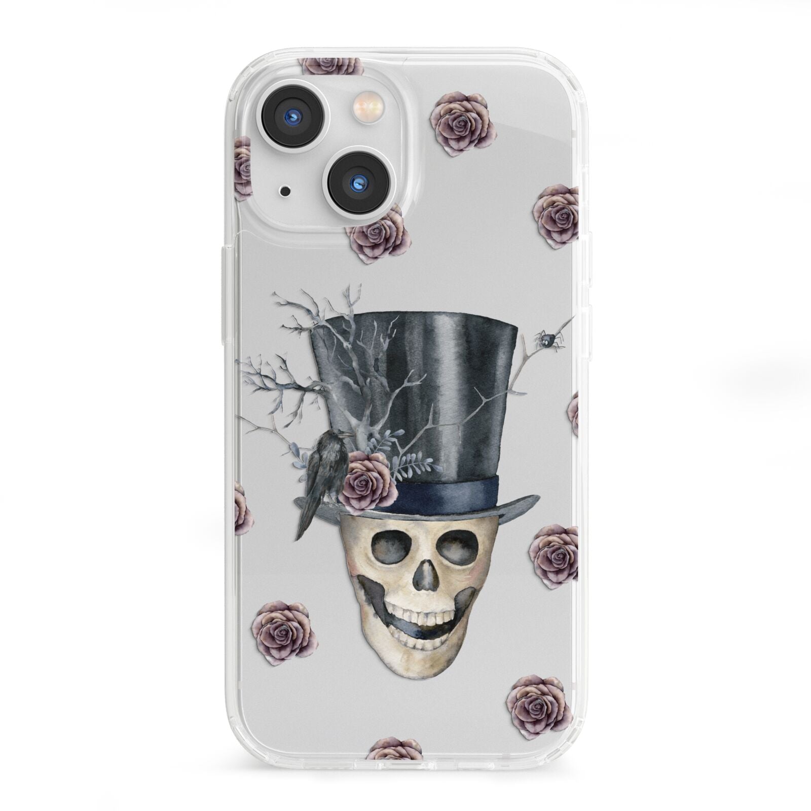 Top Hat Skull iPhone 13 Mini Clear Bumper Case