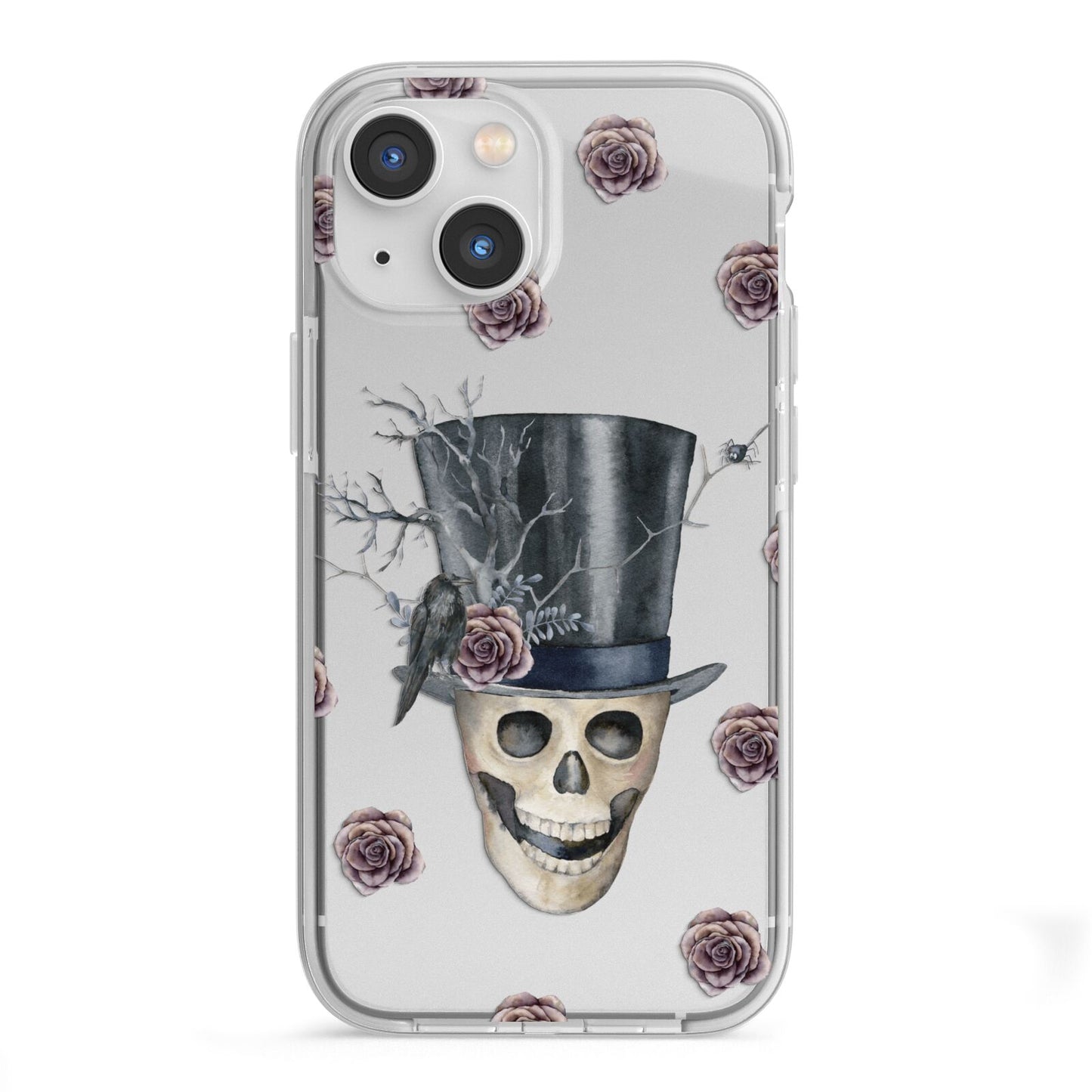 Top Hat Skull iPhone 13 Mini TPU Impact Case with White Edges