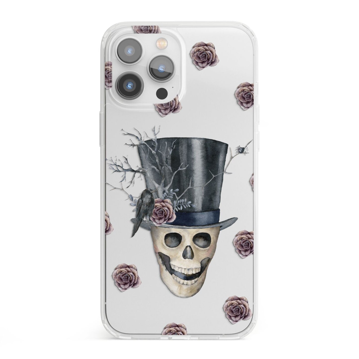 Top Hat Skull iPhone 13 Pro Max Clear Bumper Case