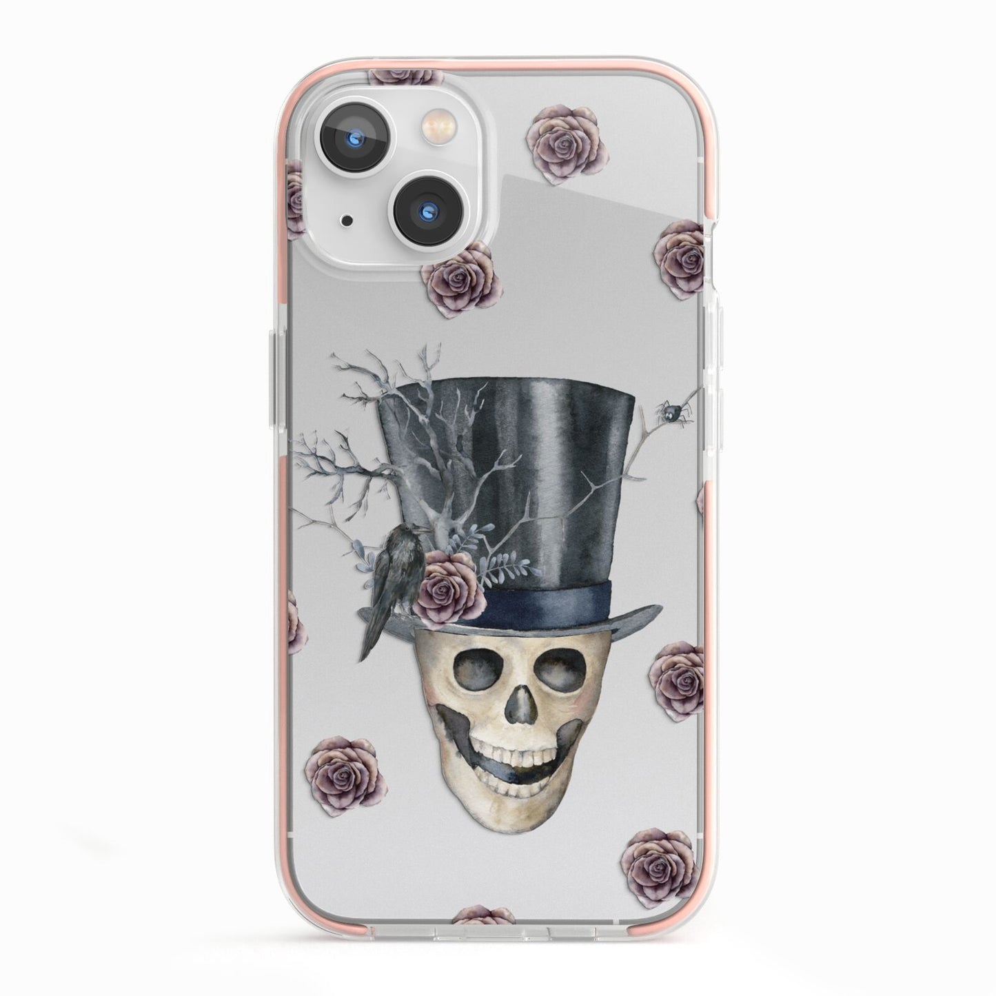 Top Hat Skull iPhone 13 TPU Impact Case with Pink Edges