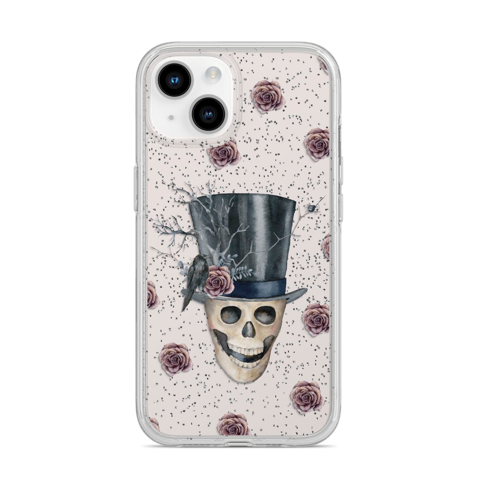 Top Hat Skull iPhone 14 Glitter Tough Case Starlight