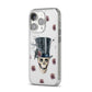 Top Hat Skull iPhone 14 Pro Clear Tough Case Silver Angled Image