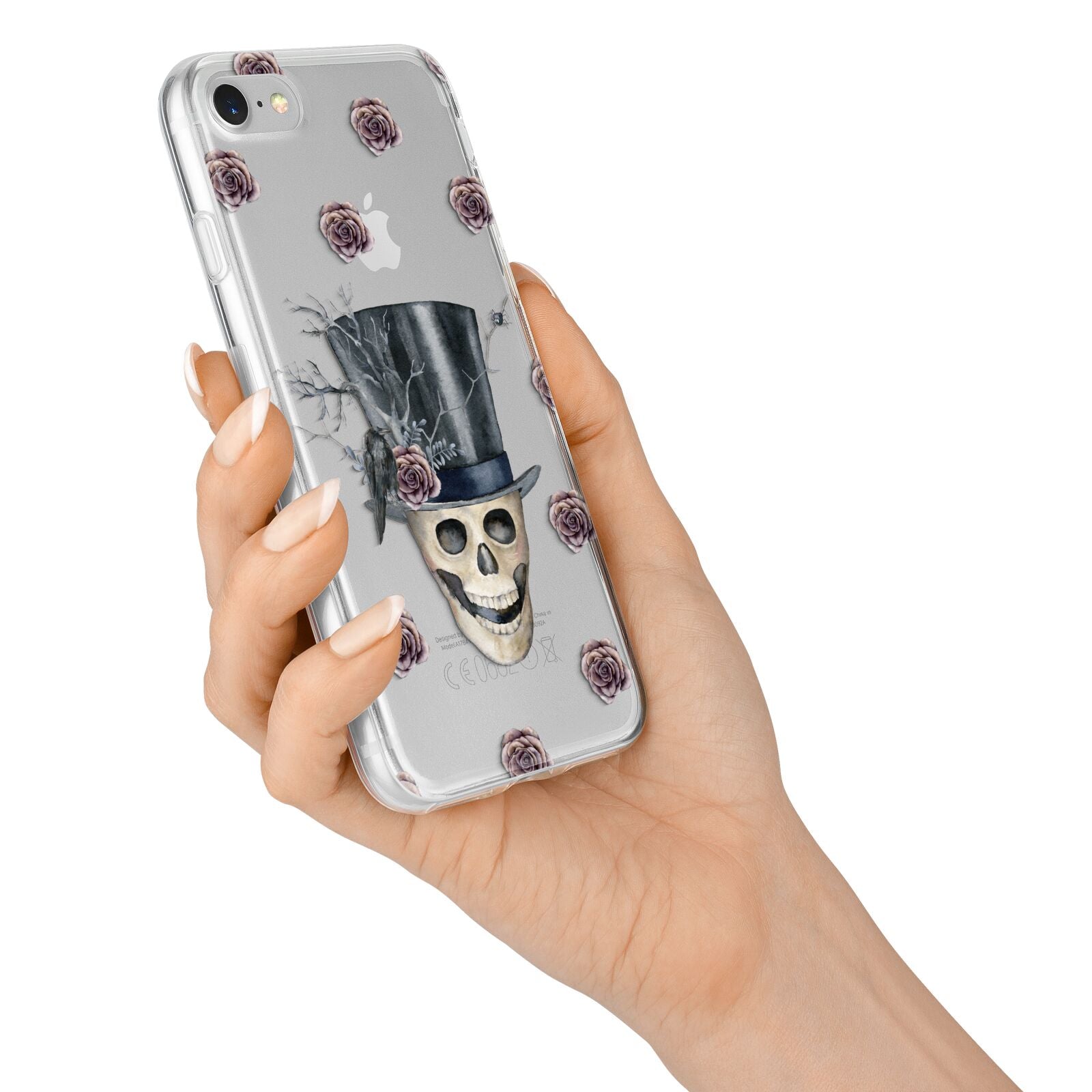 Top Hat Skull iPhone 7 Bumper Case on Silver iPhone Alternative Image