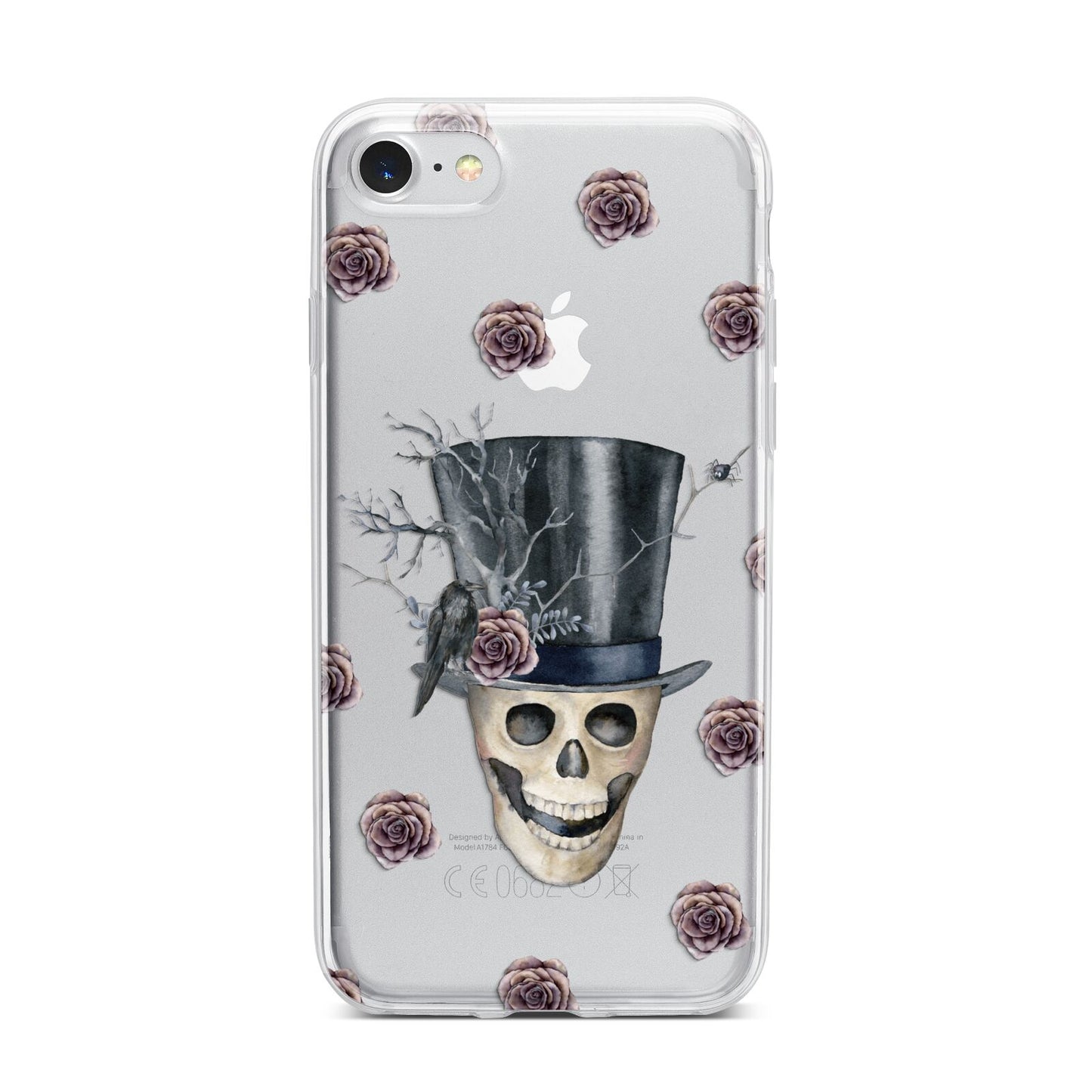 Top Hat Skull iPhone 7 Bumper Case on Silver iPhone