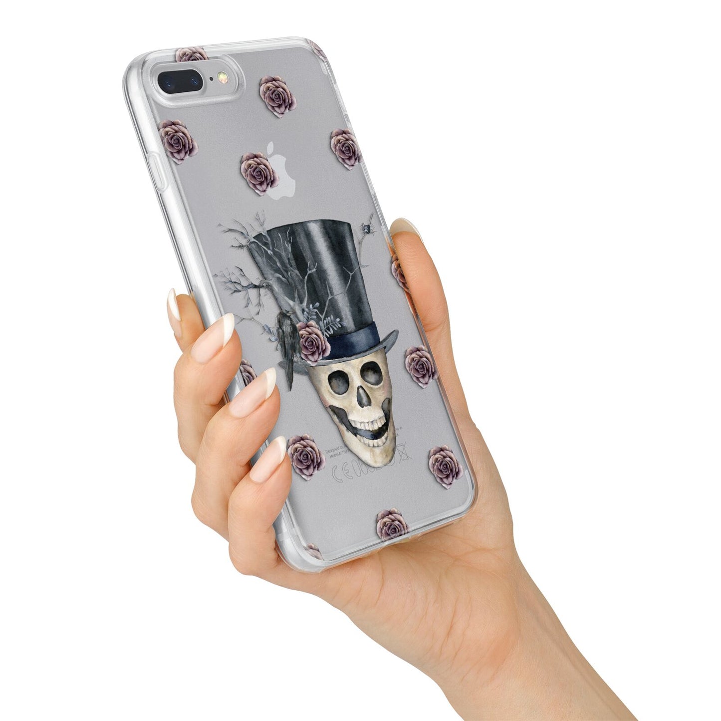 Top Hat Skull iPhone 7 Plus Bumper Case on Silver iPhone Alternative Image