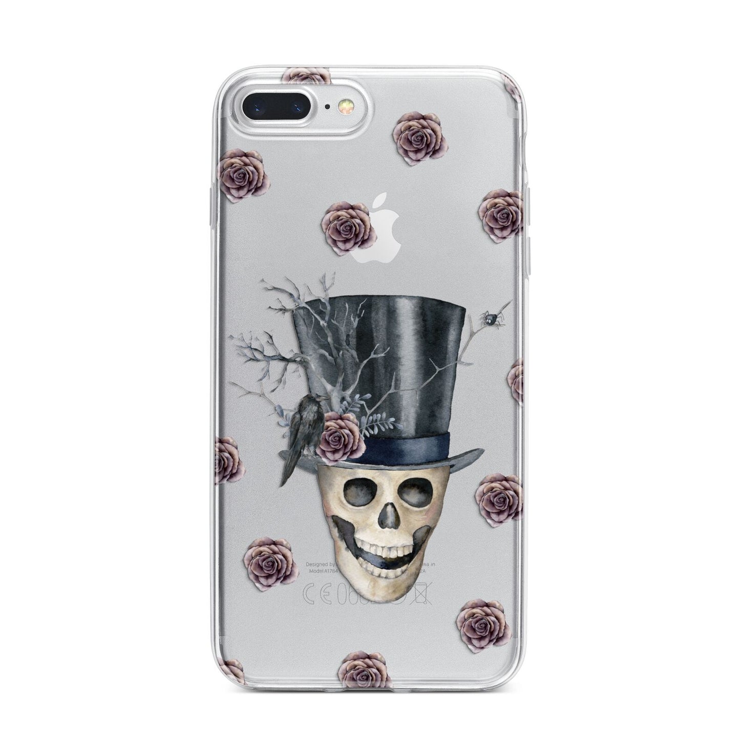Top Hat Skull iPhone 7 Plus Bumper Case on Silver iPhone