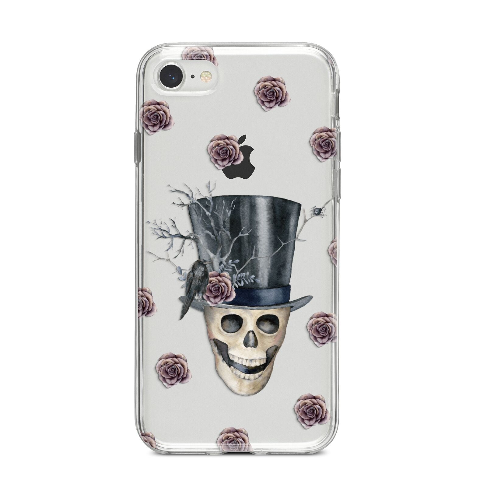 Top Hat Skull iPhone 8 Bumper Case on Silver iPhone