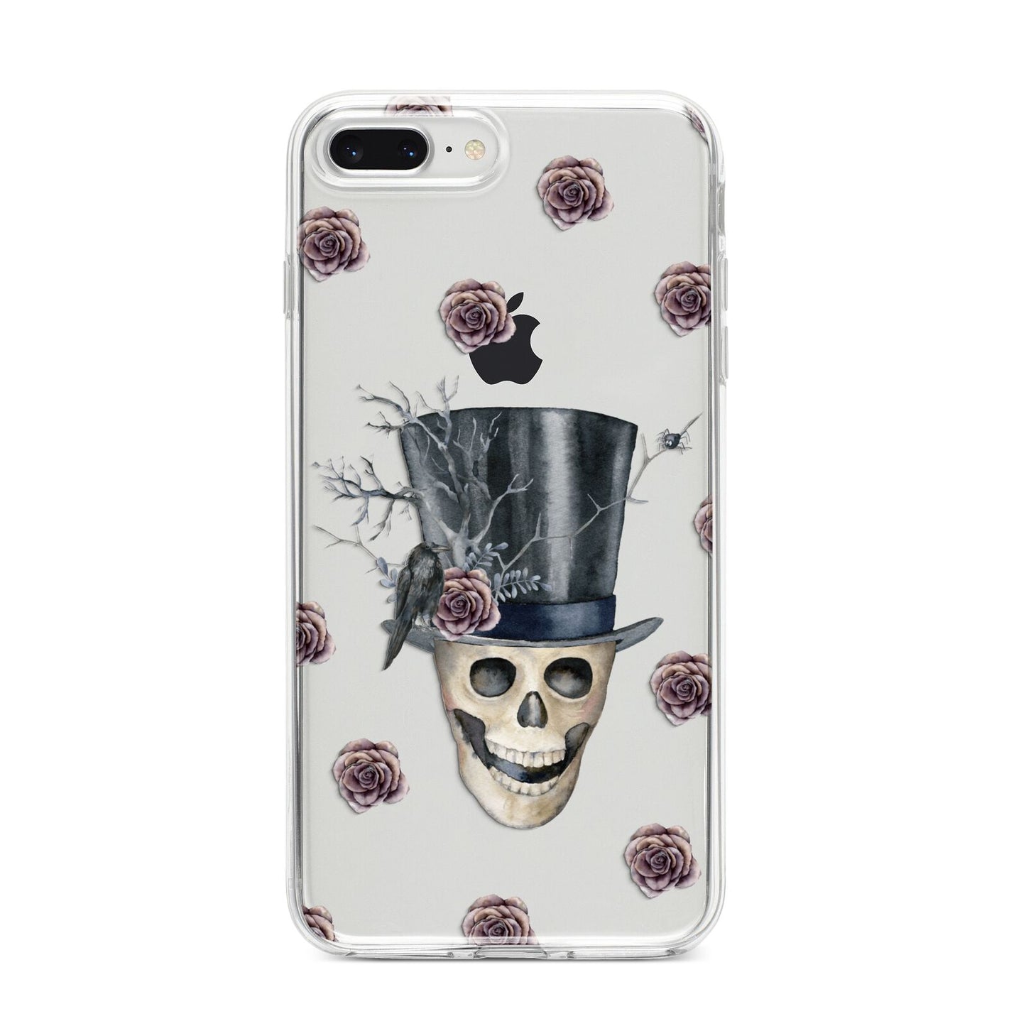 Top Hat Skull iPhone 8 Plus Bumper Case on Silver iPhone