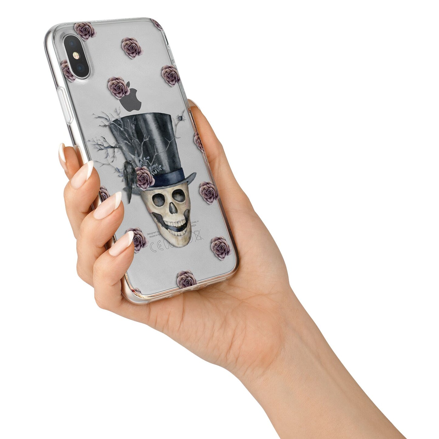 Top Hat Skull iPhone X Bumper Case on Silver iPhone Alternative Image 2