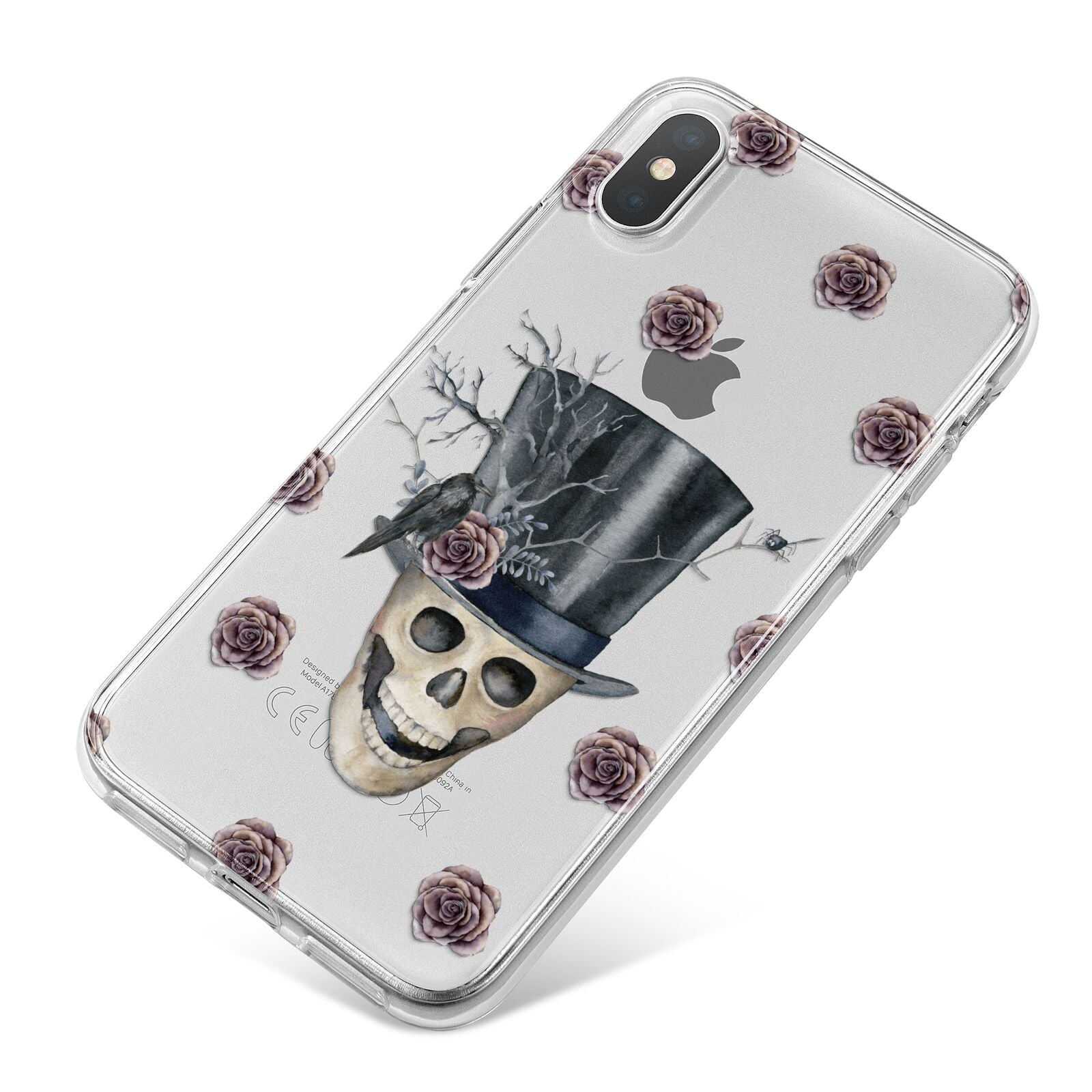 Top Hat Skull iPhone X Bumper Case on Silver iPhone