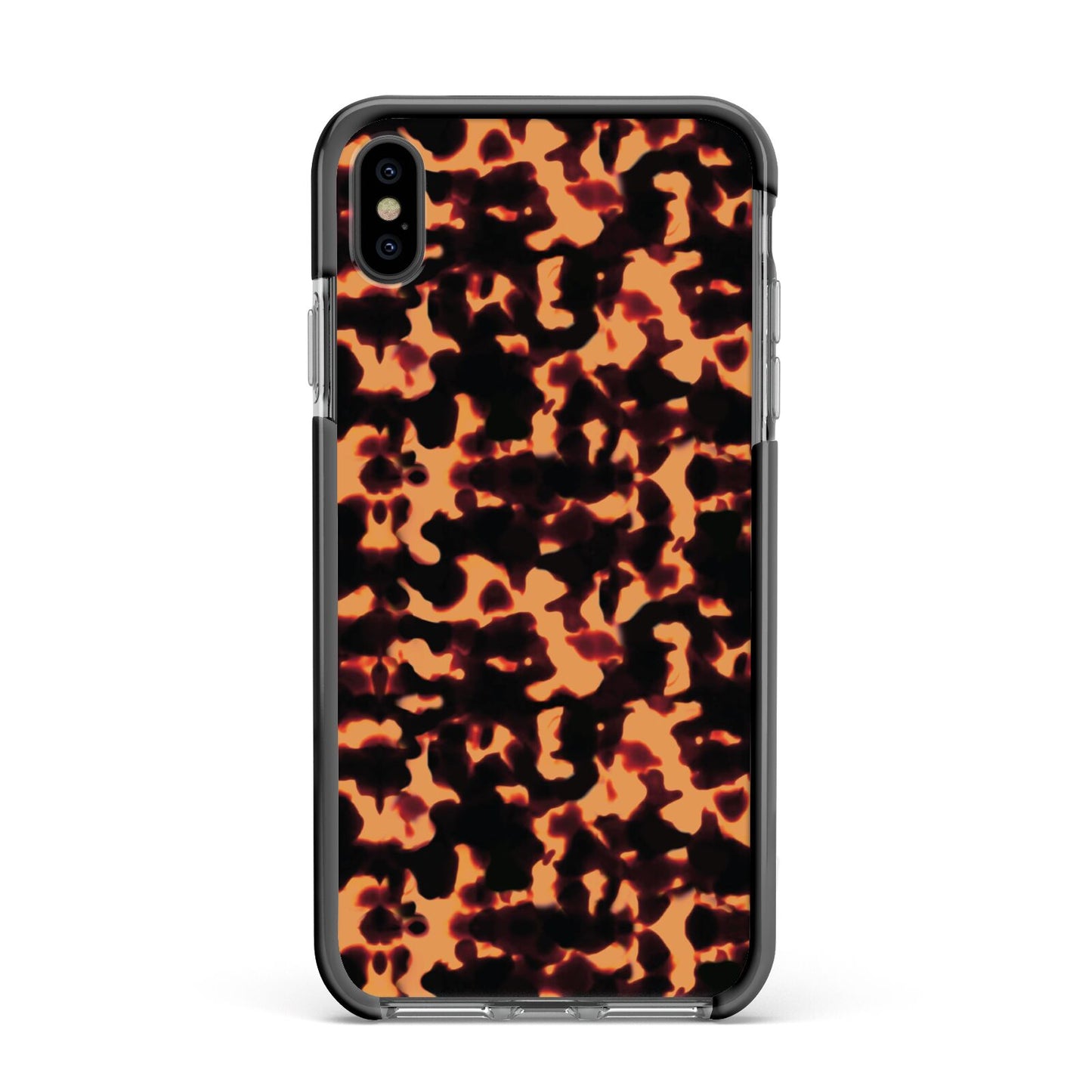 Tortoise Shell Pattern Apple iPhone Xs Max Impact Case Black Edge on Black Phone