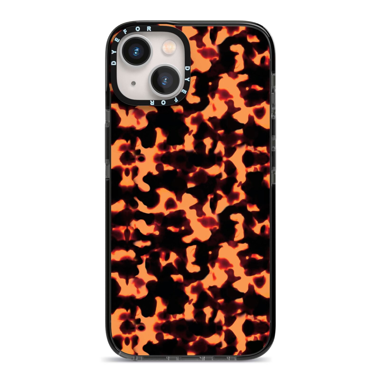 Tortoise Shell Pattern iPhone 13 Black Impact Case on Silver phone