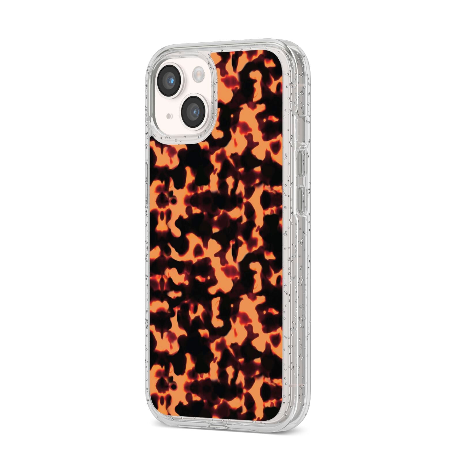Tortoise Shell Pattern iPhone 14 Glitter Tough Case Starlight Angled Image