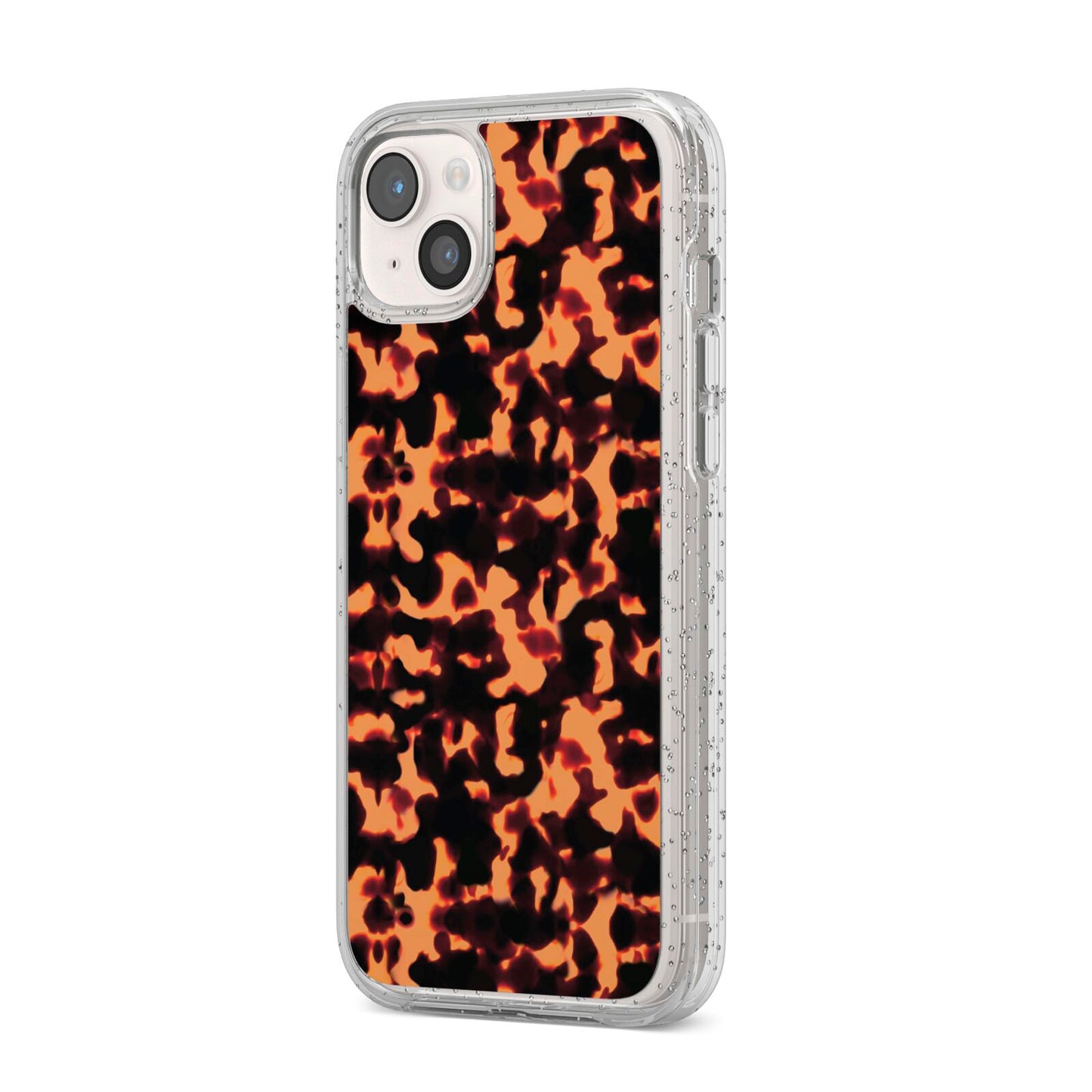 Tortoise Shell Pattern iPhone 14 Plus Glitter Tough Case Starlight Angled Image