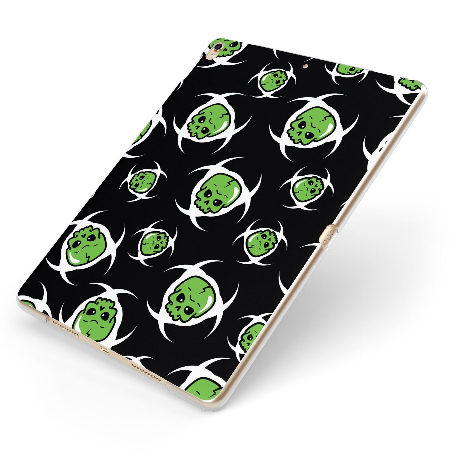 Toxic Skulls Apple iPad Case on Gold iPad Side View