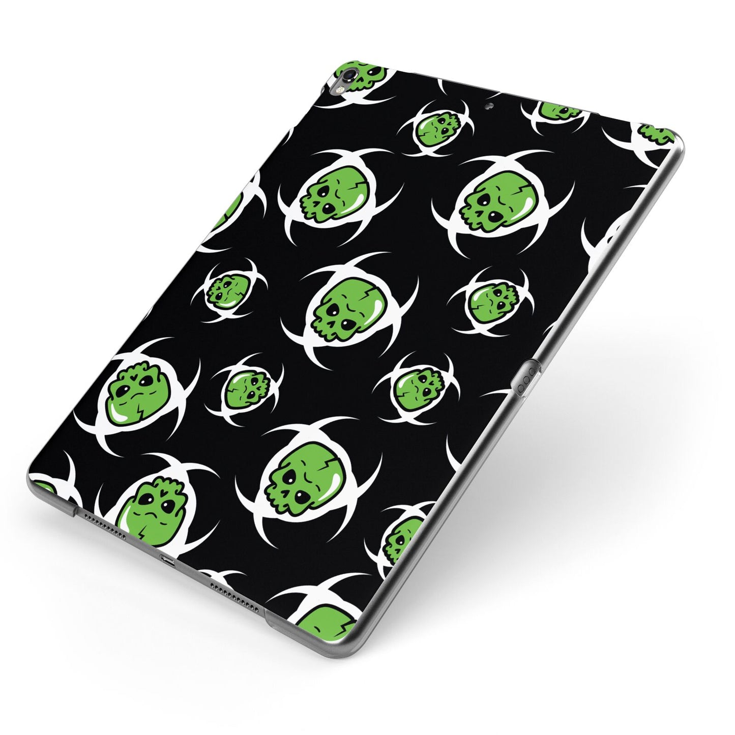 Toxic Skulls Apple iPad Case on Grey iPad Side View