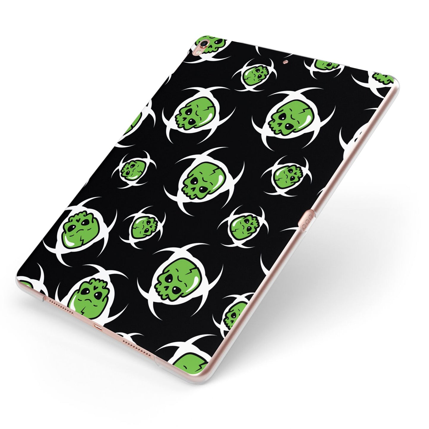 Toxic Skulls Apple iPad Case on Rose Gold iPad Side View