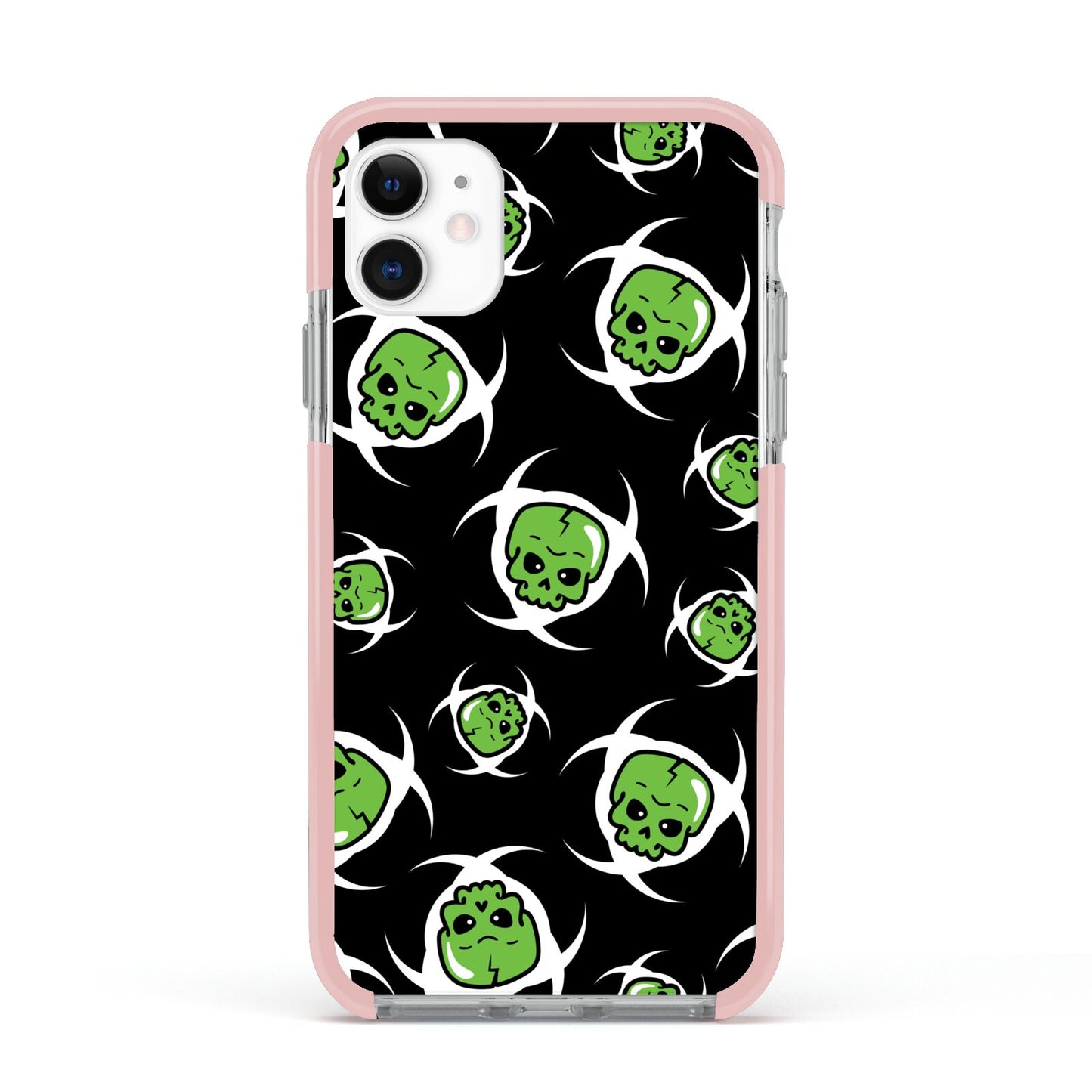 Toxic Skulls Apple iPhone 11 in White with Pink Impact Case