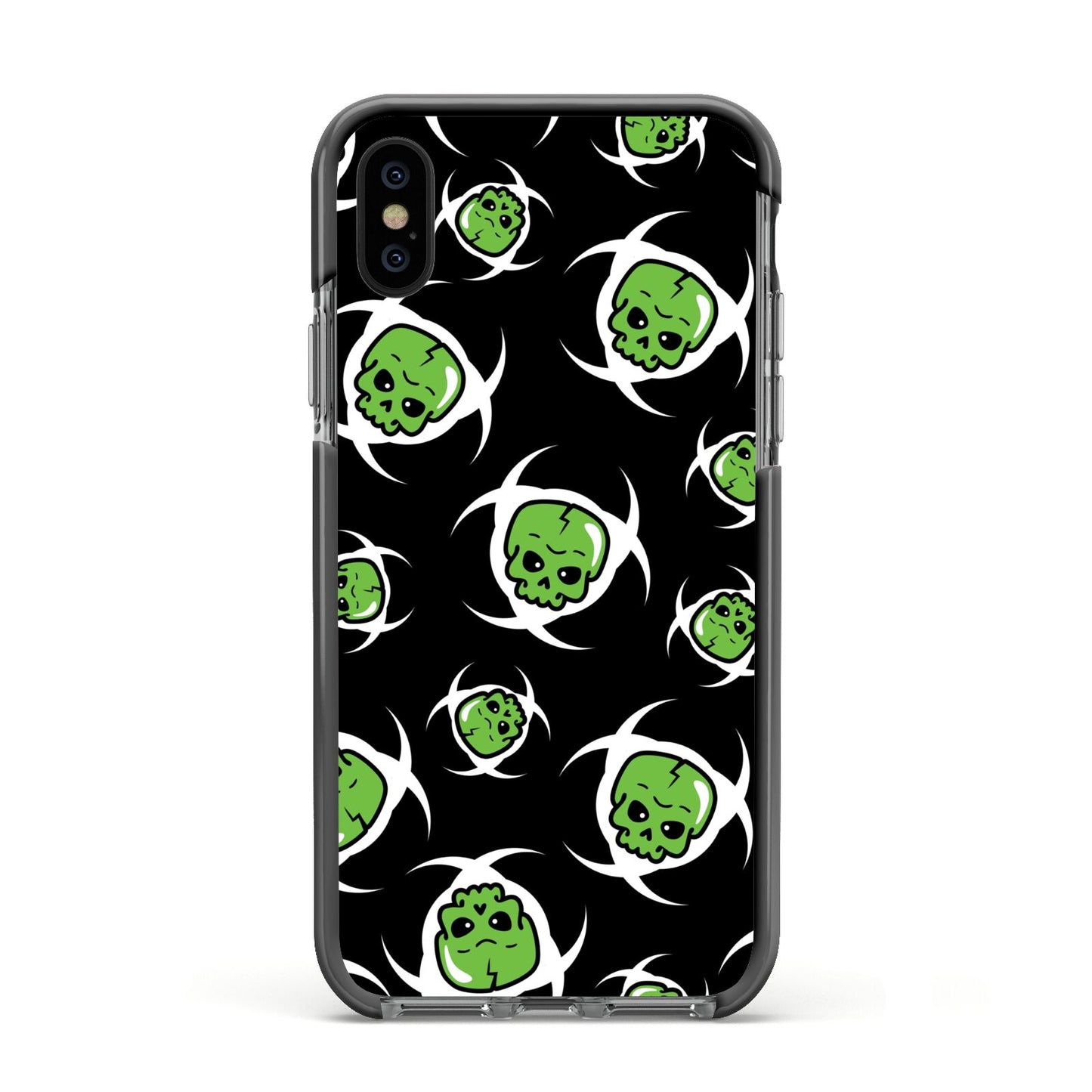 Toxic Skulls Apple iPhone Xs Impact Case Black Edge on Black Phone