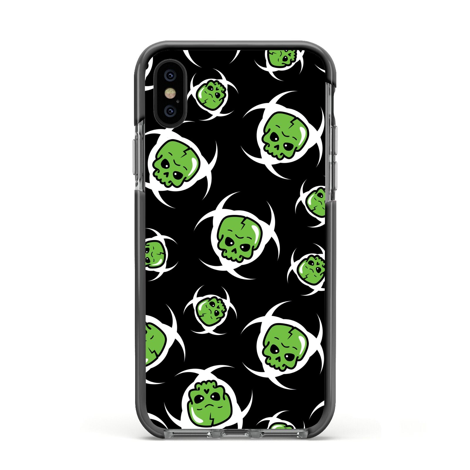 Toxic Skulls Apple iPhone Xs Impact Case Black Edge on Black Phone