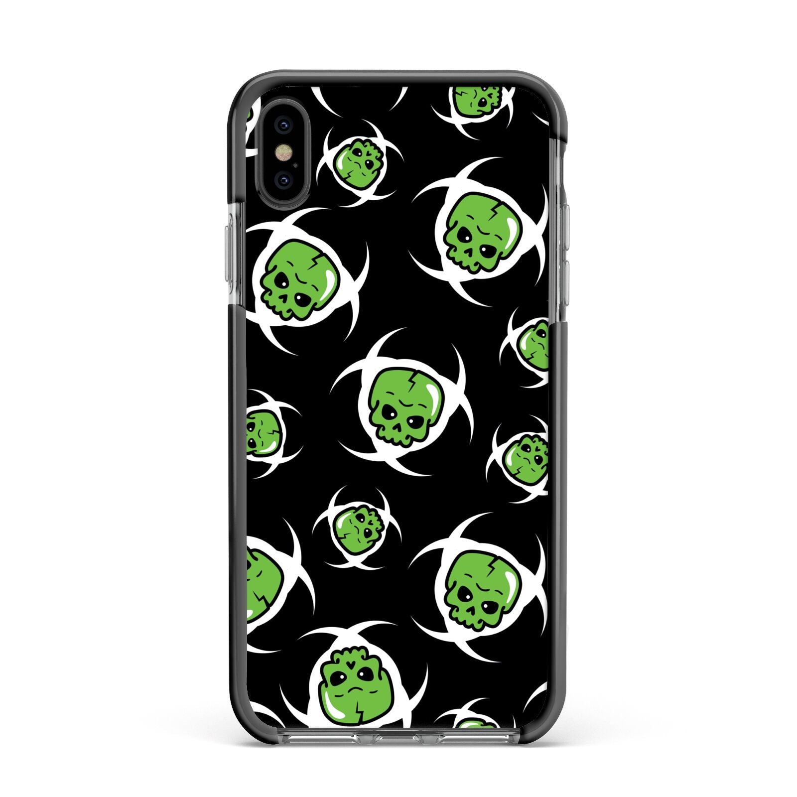 Toxic Skulls Apple iPhone Xs Max Impact Case Black Edge on Black Phone