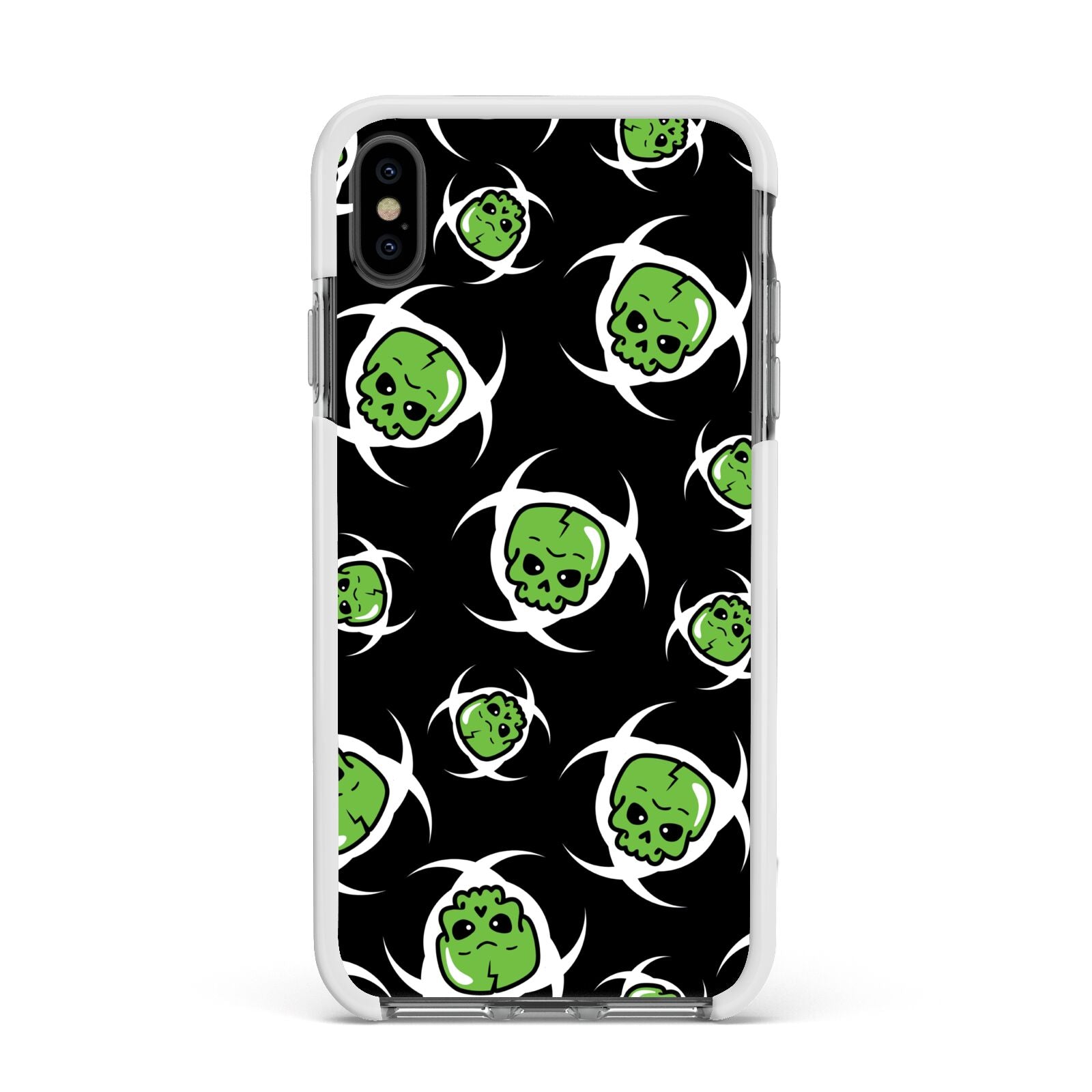 Toxic Skulls Apple iPhone Xs Max Impact Case White Edge on Black Phone