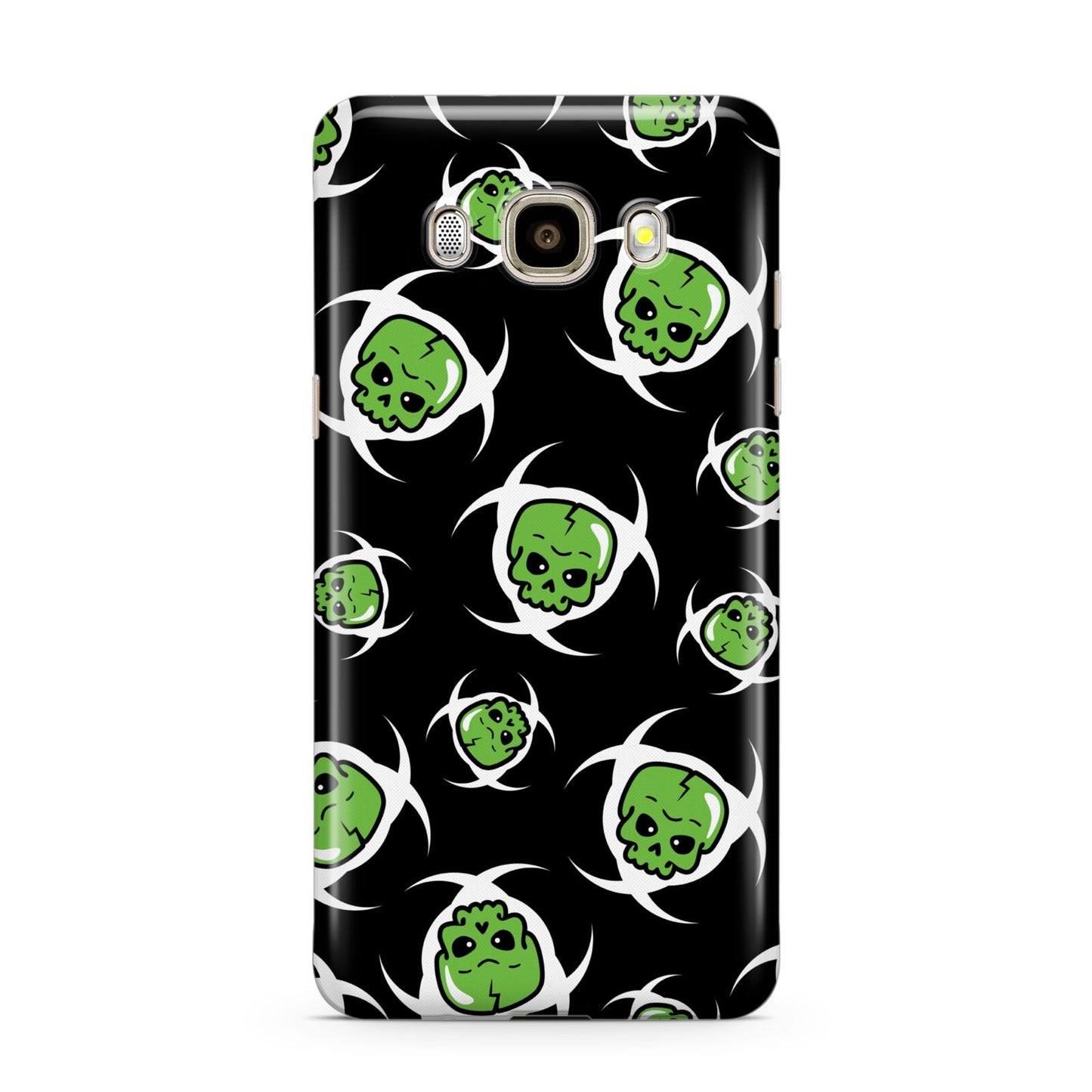 Toxic Skulls Samsung Galaxy J7 2016 Case on gold phone