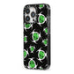 Toxic Skulls iPhone 13 Pro Black Impact Case Side Angle on Silver phone