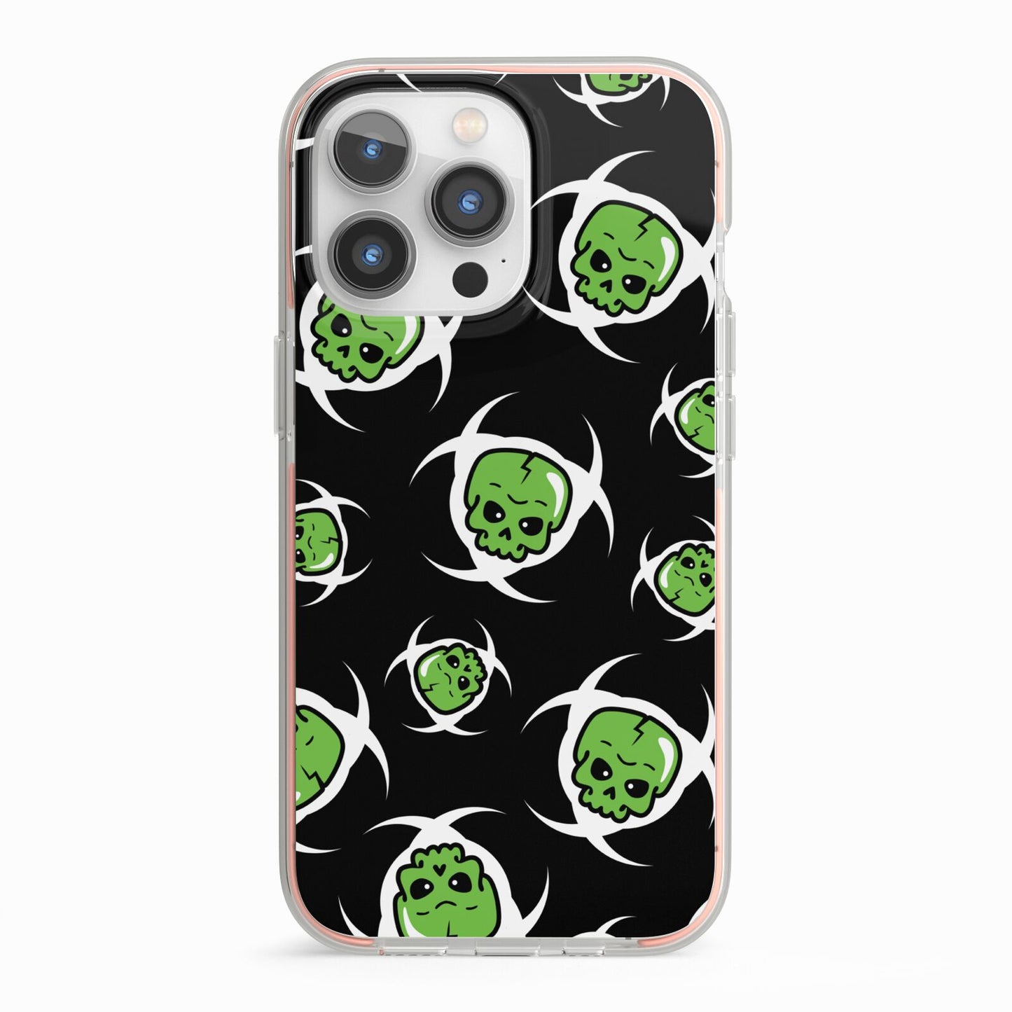 Toxic Skulls iPhone 13 Pro TPU Impact Case with Pink Edges