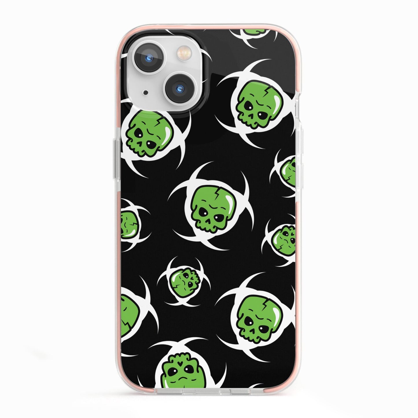 Toxic Skulls iPhone 13 TPU Impact Case with Pink Edges