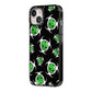 Toxic Skulls iPhone 14 Black Impact Case Side Angle on Silver phone